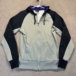 Baltimore Ravens Nike Hoodie Men's Small Gray Full Zip Therma-Fit Double Sided